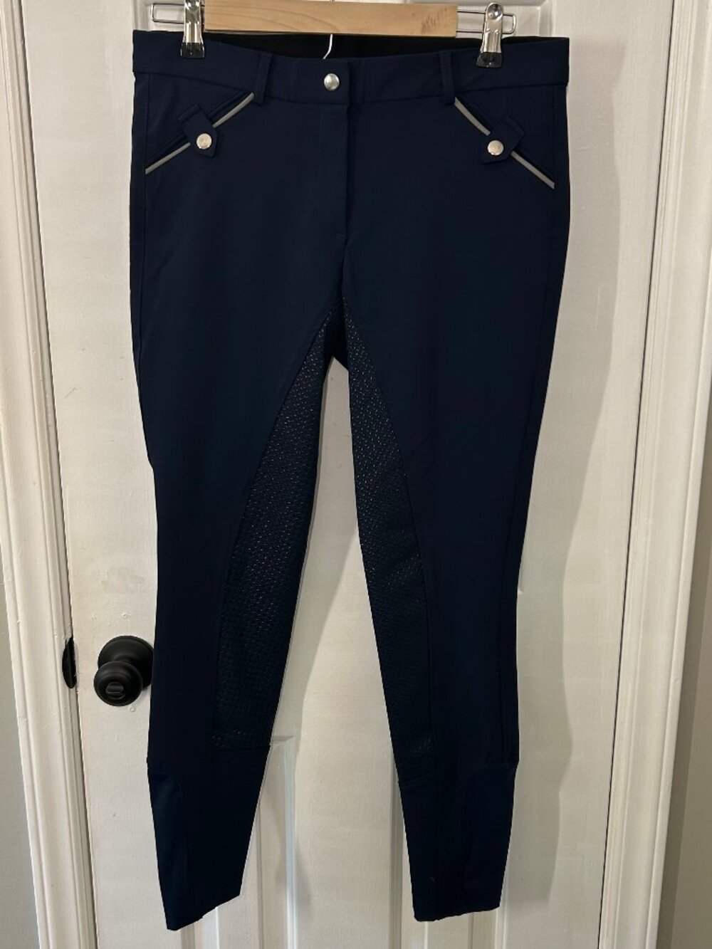 HR Farm Possible Size 10 (Waist 32) Blue Full Seat Silicone Riding Breeches